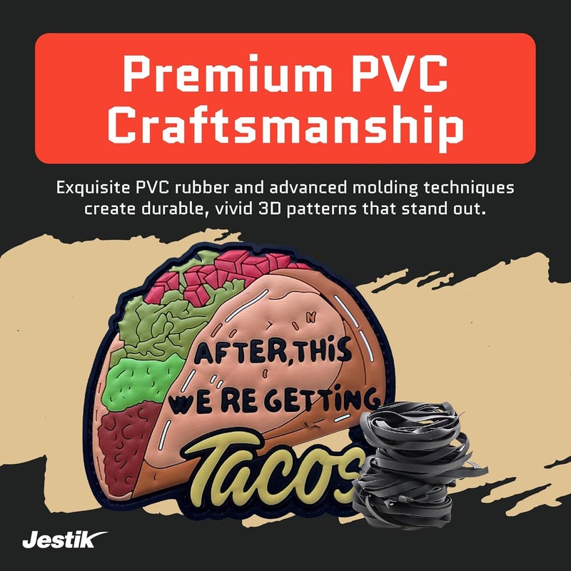 Jestik PVC Patch, Funny Patches, Humorous Tactical Morale Patch with Hook and Loop Fastener, Cute Patches for Backpacks, Military Uniforms, Jeans, Jackets, Vests, Hats & More - Get Tacos - Image 3